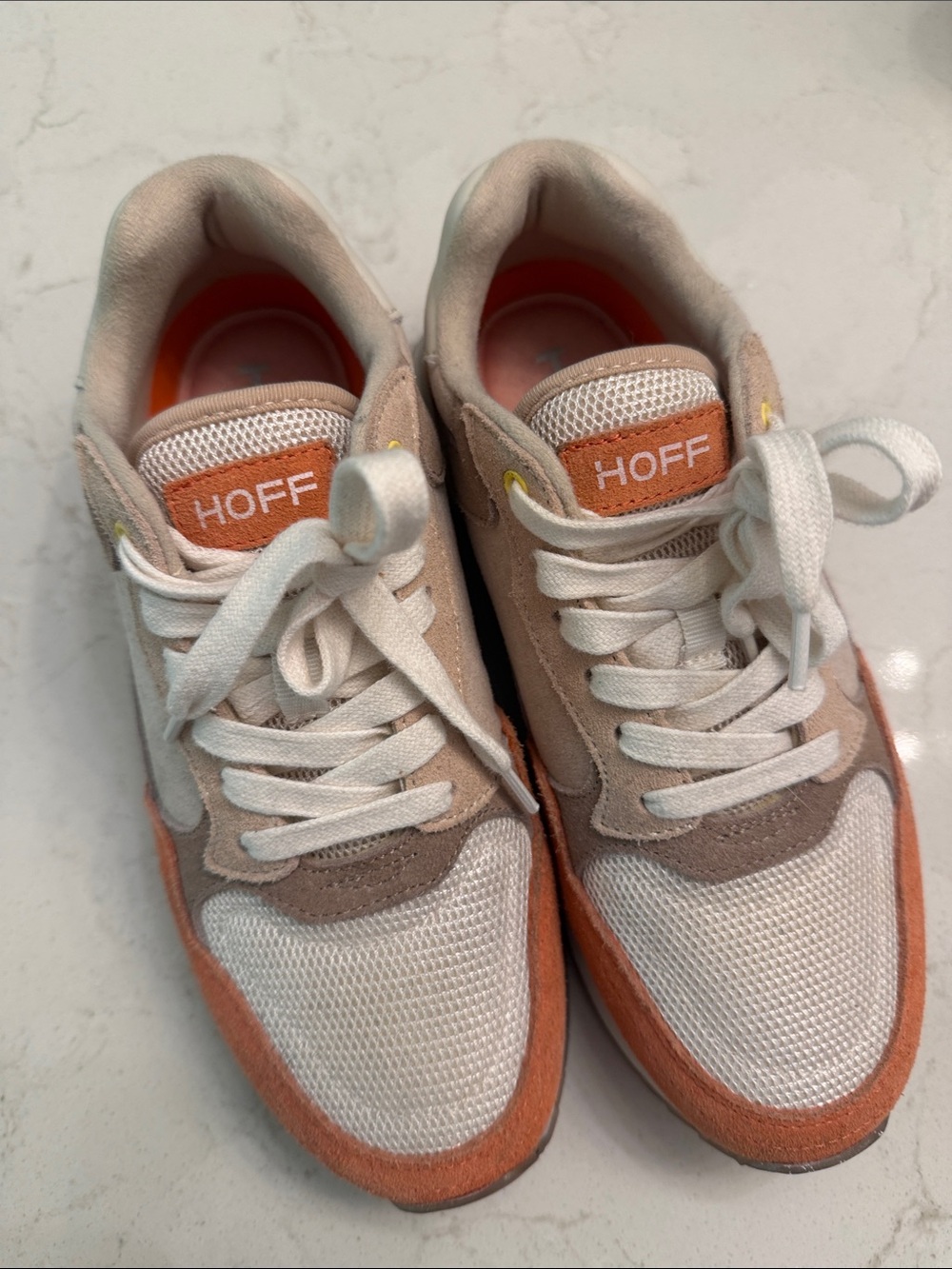 HOFF Women’s Beige & Orange Suede Mesh Sneakers